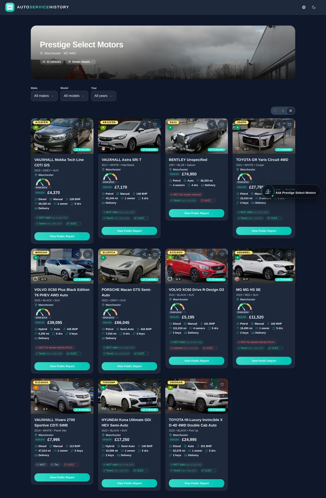 A dealer storefront in the app